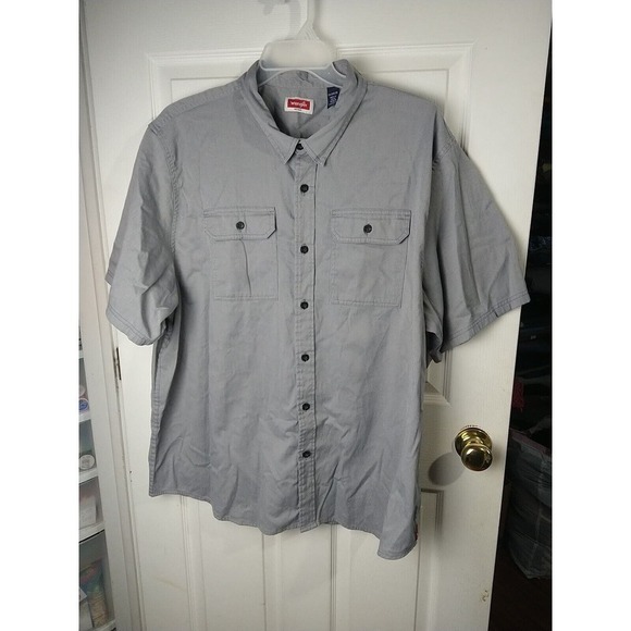 Wrangler Men's Grey Short Sleeve Collared Button Casual Shirt. 2XL - Picture 1 of 10